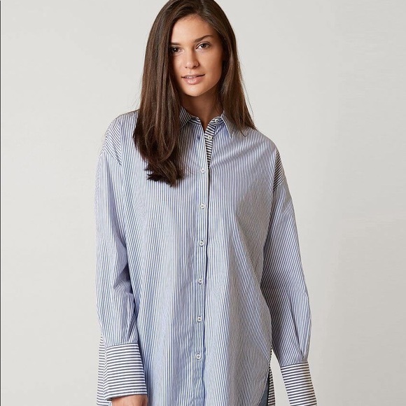 Free People Striped Lakehouse Oversized Hi-Low - Picture 1 of 8